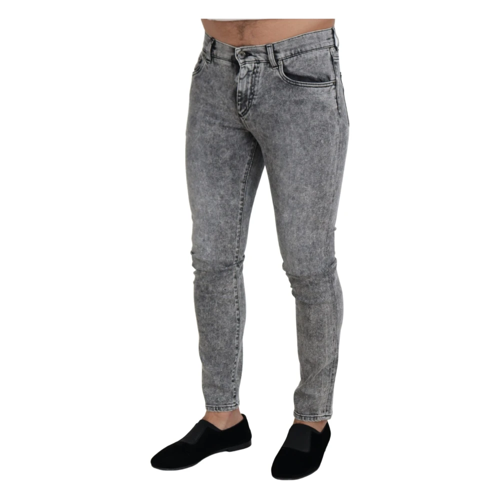 Dolce & Gabbana Chic Slim Fit Grijze Denim Jeans Gray Heren