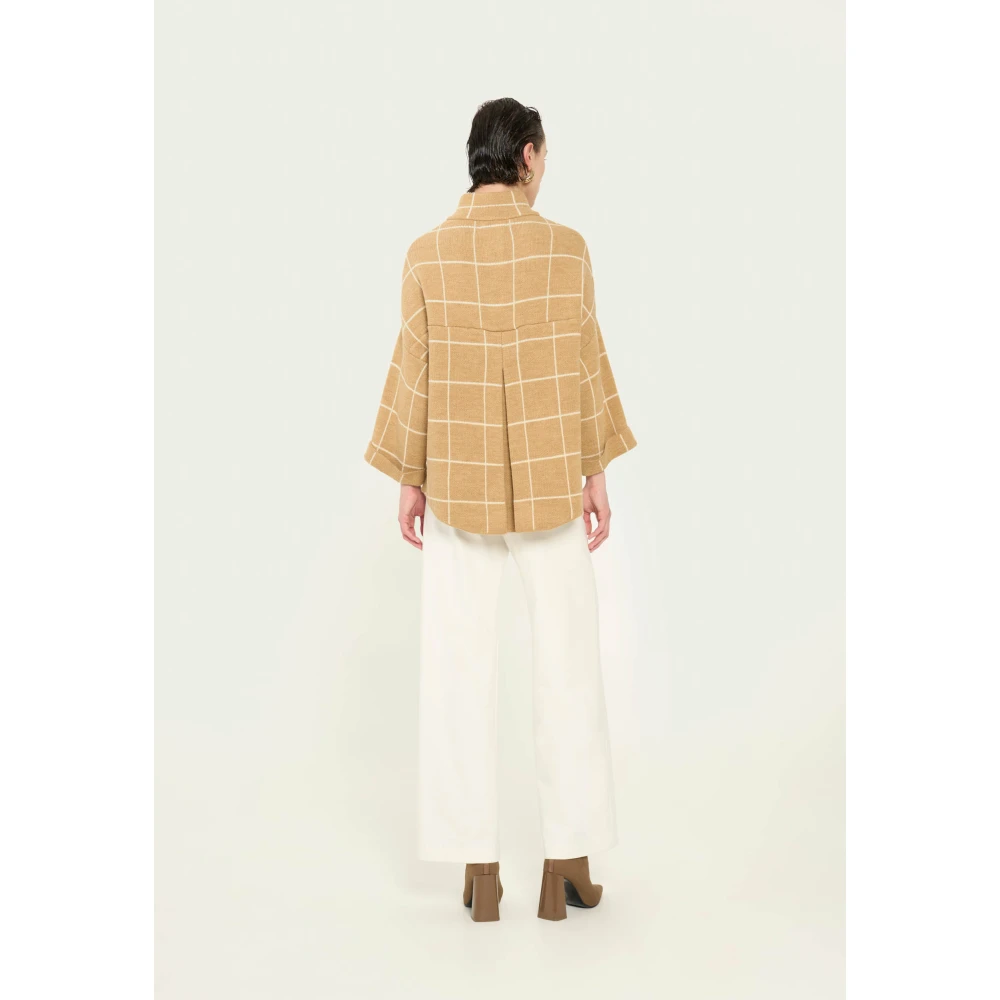 Vicario Cinque Geruite korte jas met knoopsluiting Brown Dames