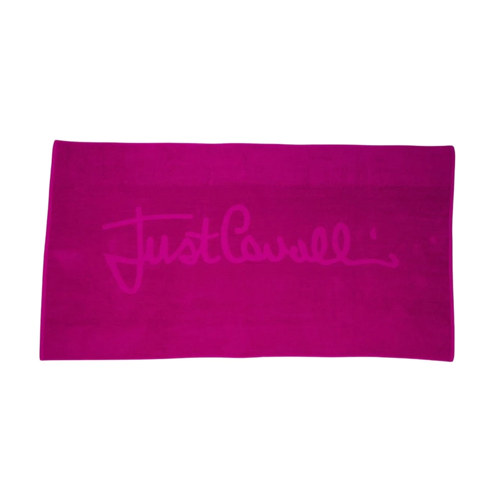 Just Cavalli Strandhandduk Unisex Bomull Logo Pink, Herr