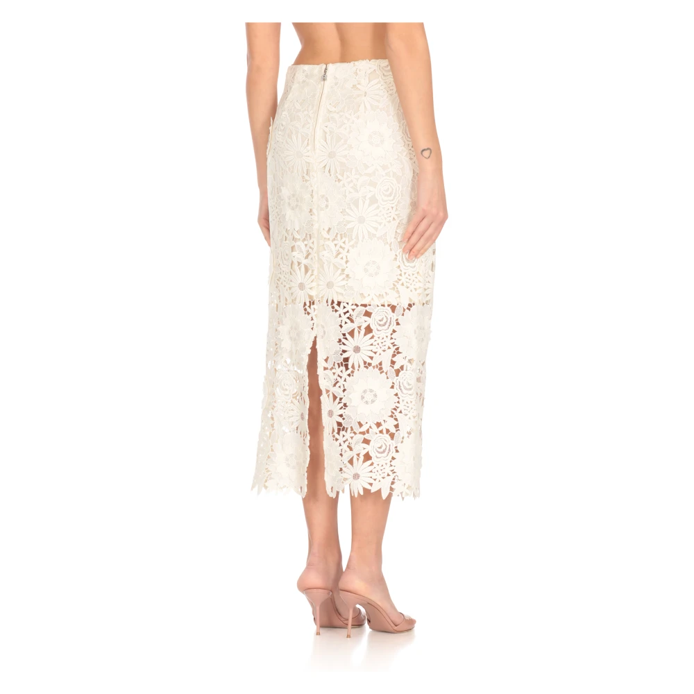 Rotate Birger Christensen Kantpatroon Ivoor Rok Beige Dames