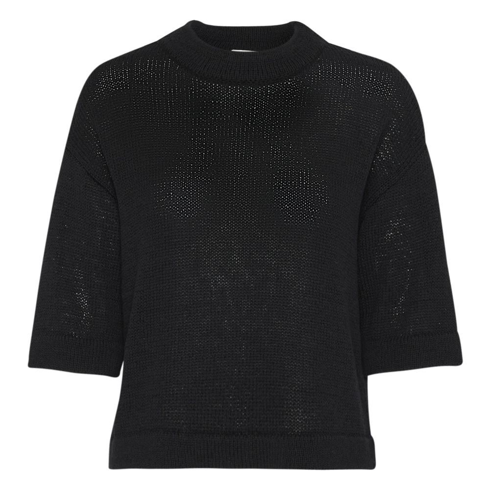 Kaffe Women's Black Round-Neck Knitwear,, Pullover Knit Jumper Large