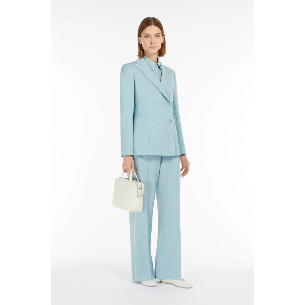 Max Mara Weekend Wollen Palazzo Broek Lichtblauw Blue Dames