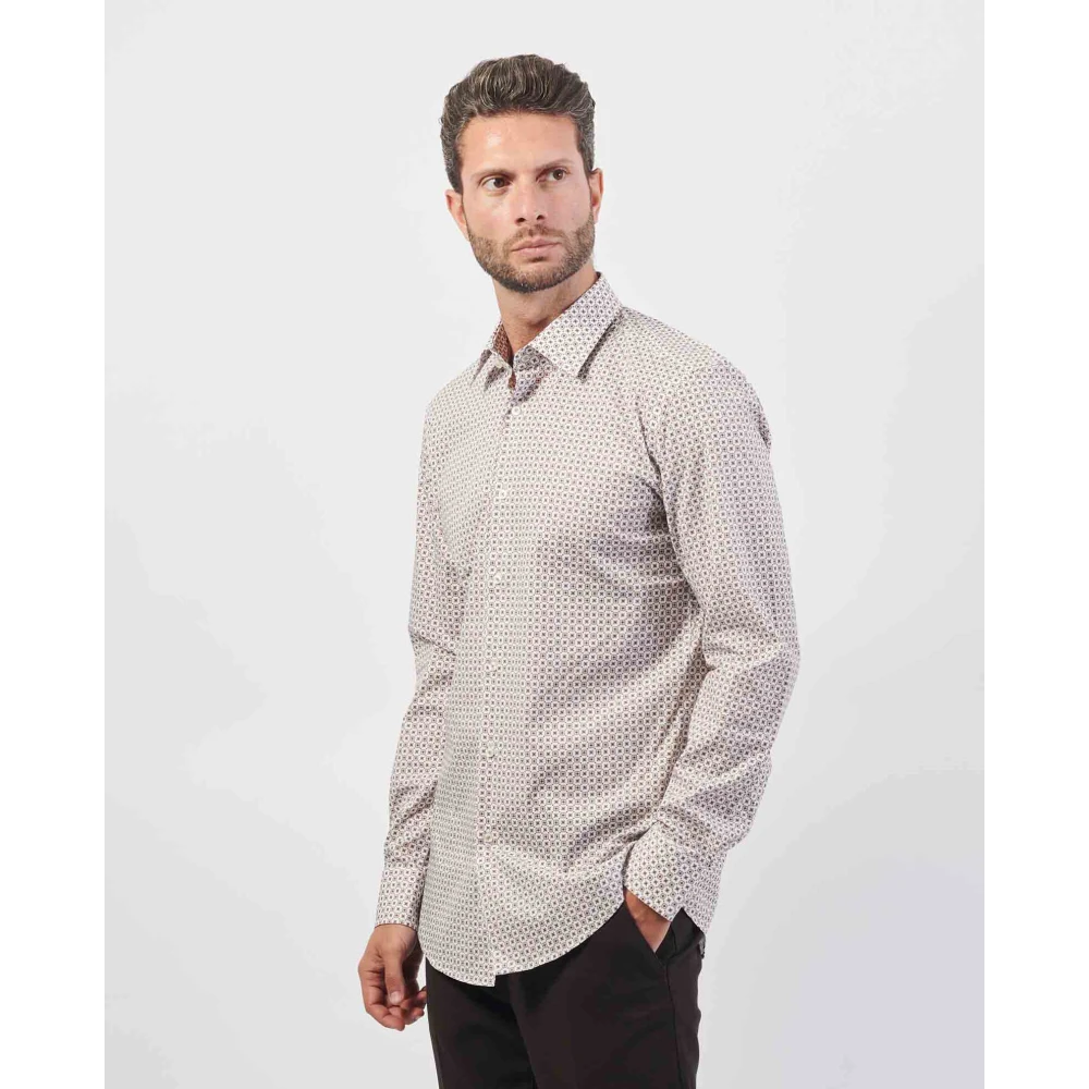 Hugo Boss Beige Bedrukt Overhemd Slim Fit Beige Heren