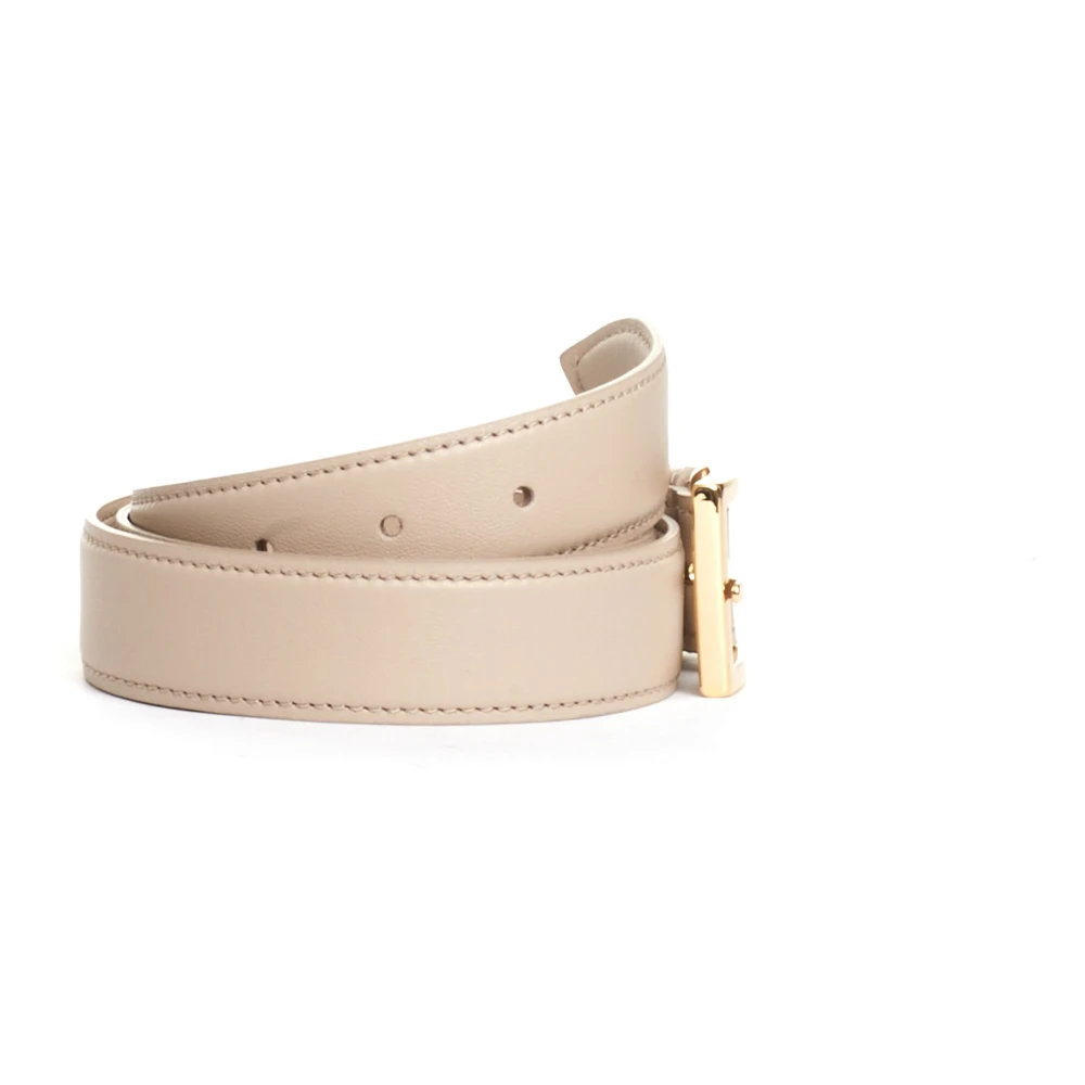 Orciani Beige Riem met Vierkante Gouden Gesp Beige Dames