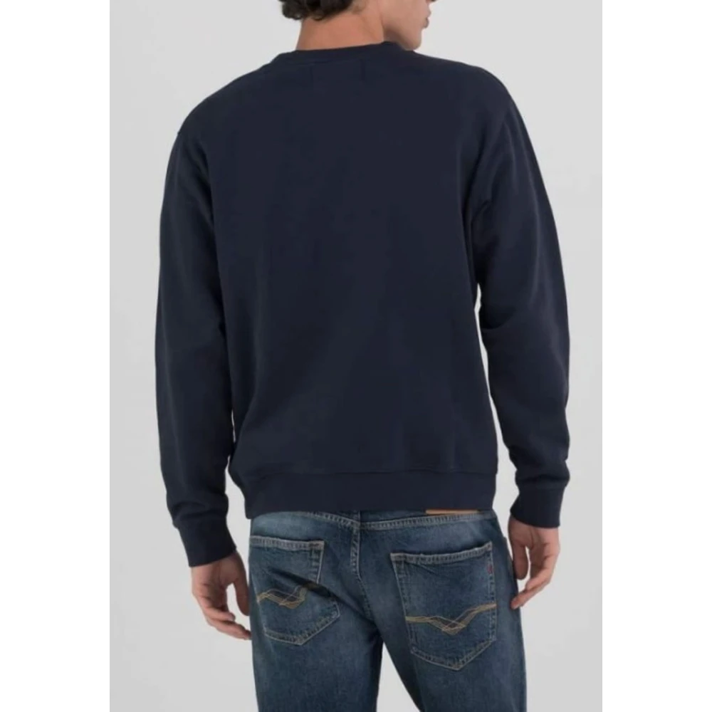 Replay Logo Sweatshirt Blue Heren
