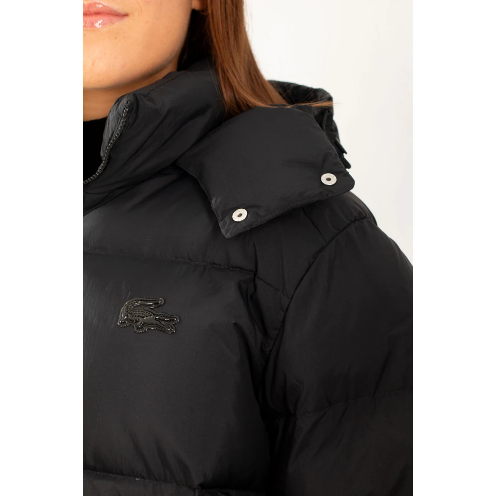 Lacoste Warme Hooded Donsjas in Zwart Black Dames
