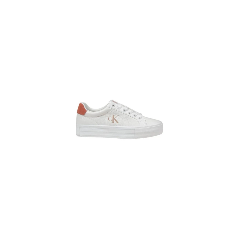 Calvin Klein Jeans Låg Topp Lädersneakers White, Dam