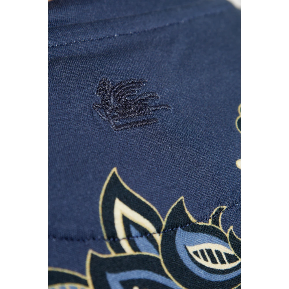 ETRO Katoenen T-shirt met decoratieve print Blue Heren