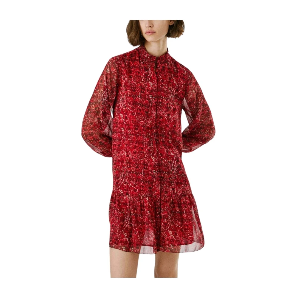 Pepe Jeans Women's Red Bohemian Floral Dress With Ruffles - Short Dresses - Xs - Dresses