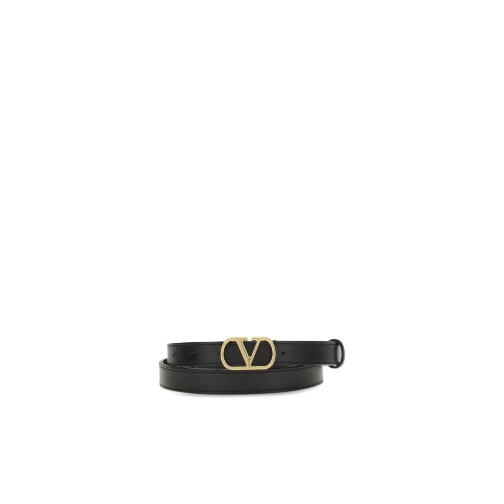 Valentino Garavani Women's Black Belts, 75 Cm, Iconic Vlogo Leather Belt
