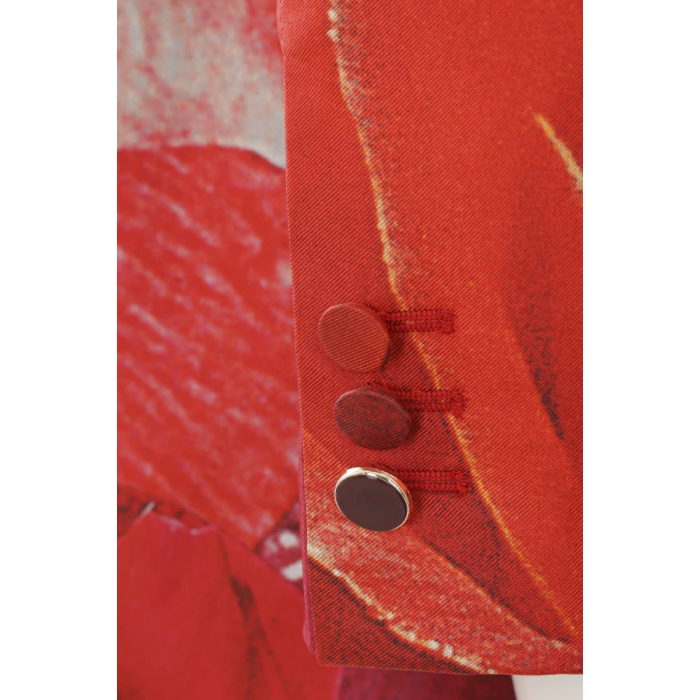 Roberto Cavalli Garden Rose Print Twill Jas Red Dames