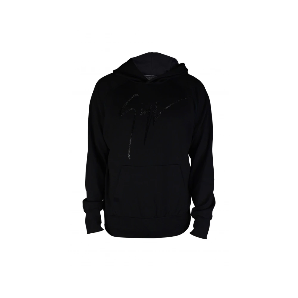 Giuseppe zanotti Zwart Sweatshirt met Kristallen Logo Black Heren