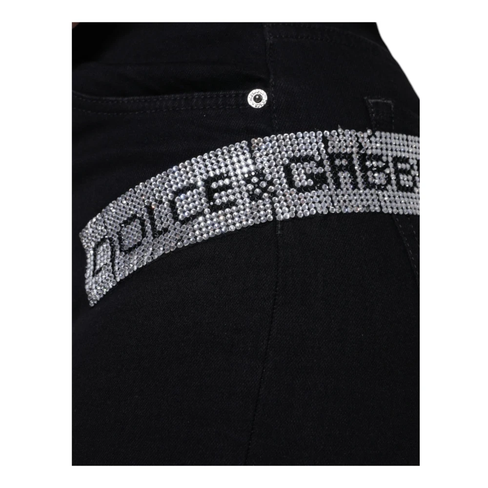 Dolce & Gabbana Zwarte Skinny Denim Jeans met Logo Black Dames