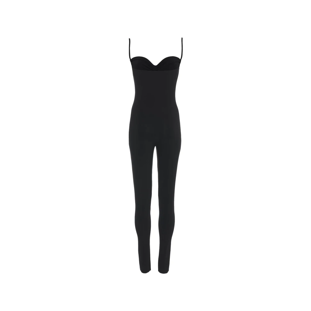 Norma Kamali Stijlvol Zwart Catsuit Sweetheart Halslijn Black Dames