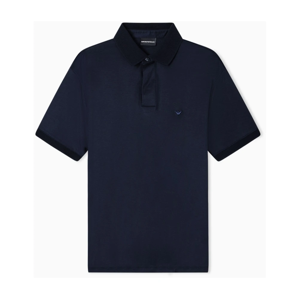 Emporio Armani Ea7 Herr Blå Toppar S, Bomull, Asv Lyocell Blend Jersey Pikétröja