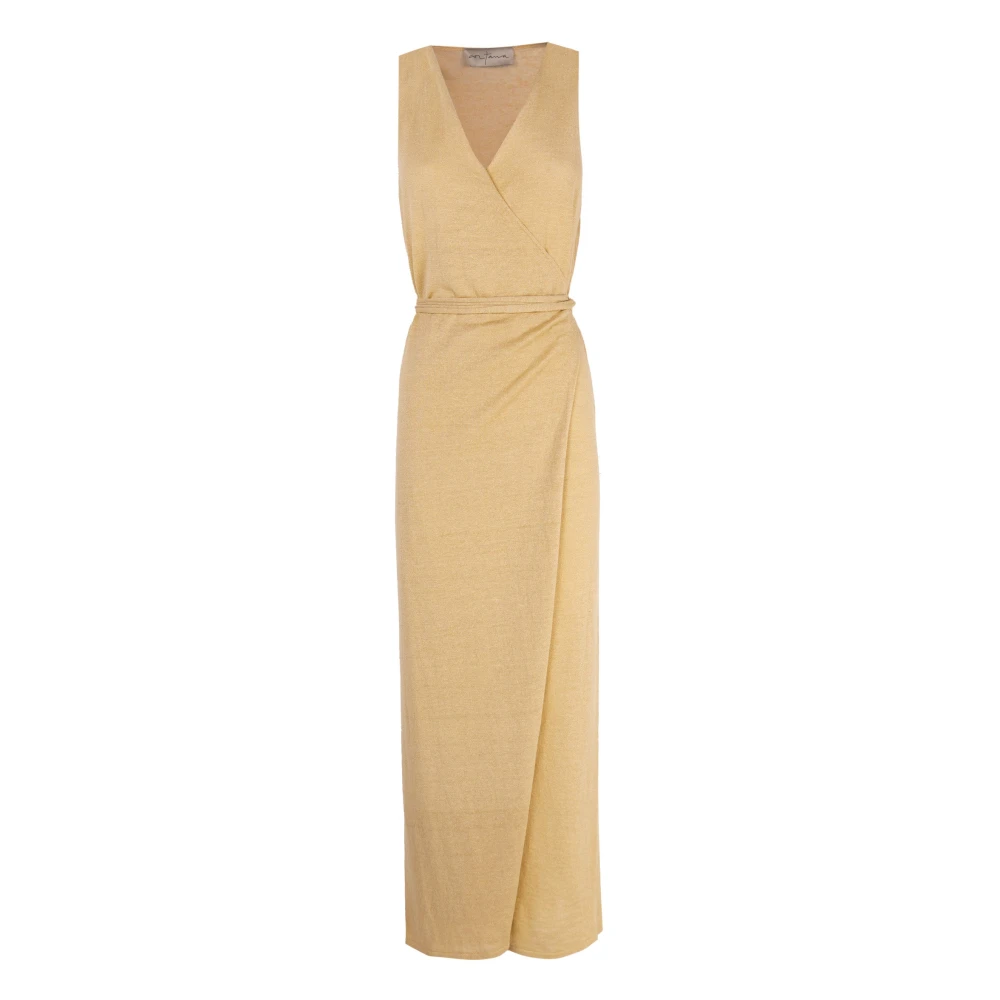 Cortana Zijden Omslagjurk Beige Dames