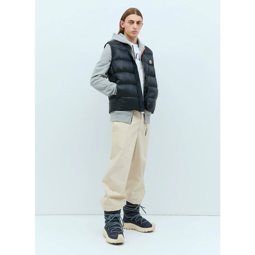 Moncler Gewatteerd Down Gilet met Logopatch Blue Heren