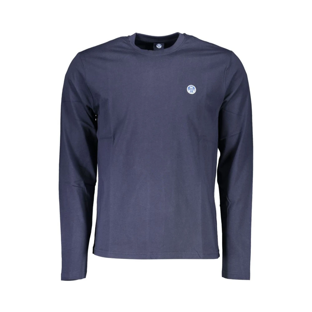 North Sails Blauw Katoenen Logo T-Shirt met Lange Mouwen Blue Heren