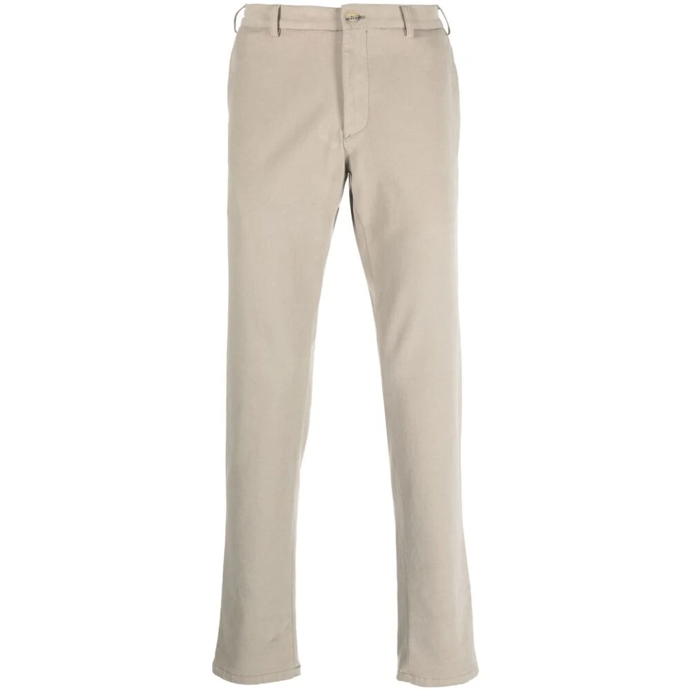 Canali Beige Katoenmix Slim Fit Broek Beige Heren