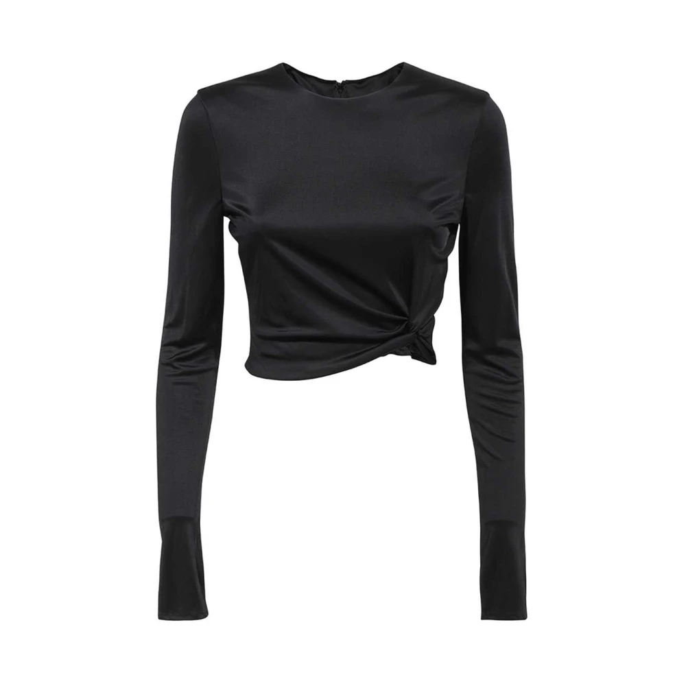 Versace Geknipte Viscose Top met Gerimpelde Voorkant Black Dames