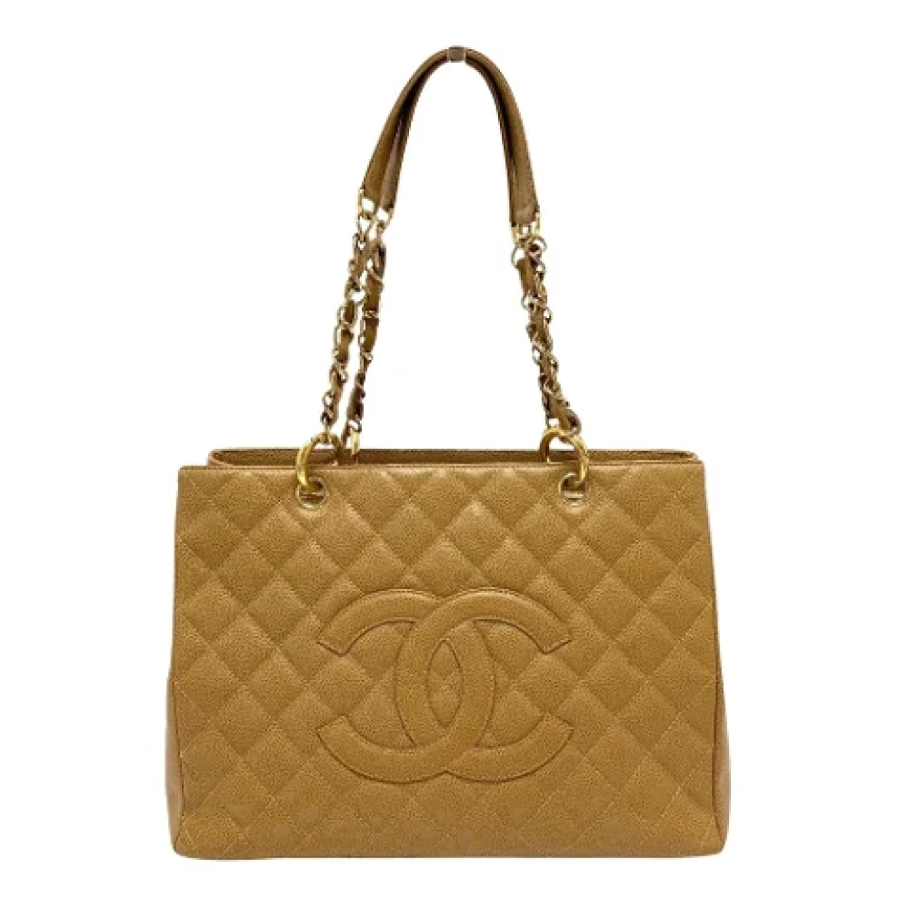 Chanel Vintage Pre-owned Leather totes Beige Dames