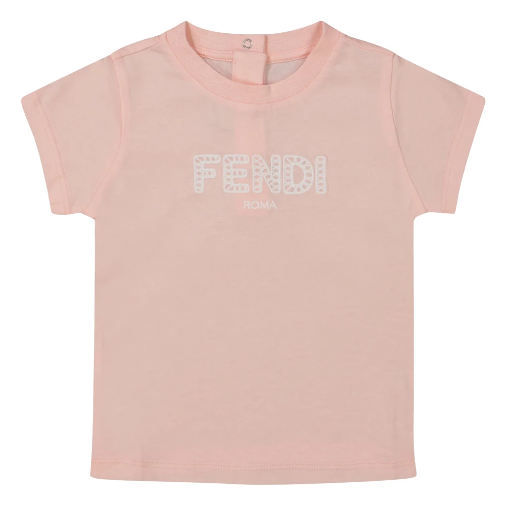 Fendi Girls Pink Logo T-Shirt - Kids Short Sleeve T-Shirts - 9 M - Kids