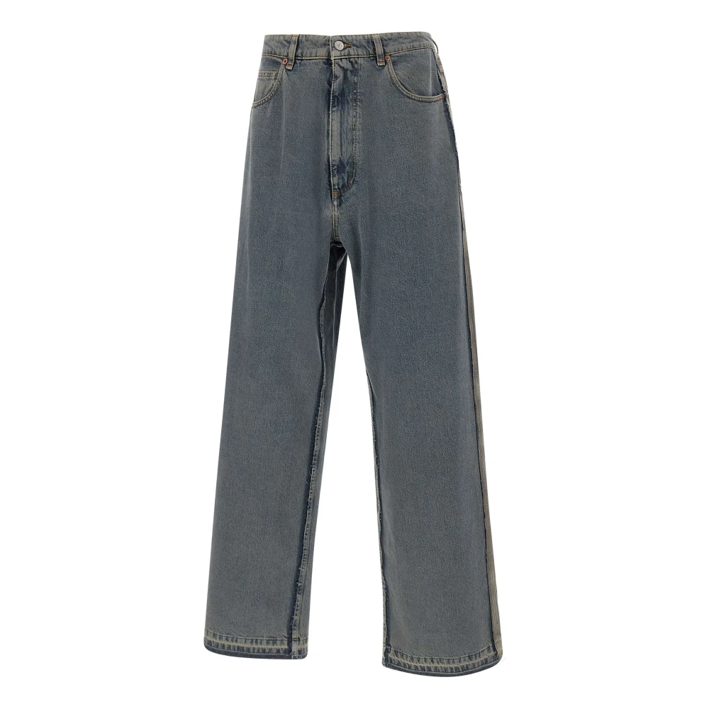 Mm6 Maison Margiela Men's Blue Raw Edge Jeans - Straight Fit Jeans - W33 - Jeans