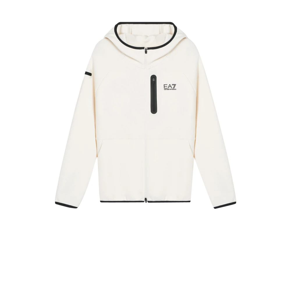 Emporio Armani Ea7 Mannelijk Wit Dynamic Athlete Hooded Sweatshirt