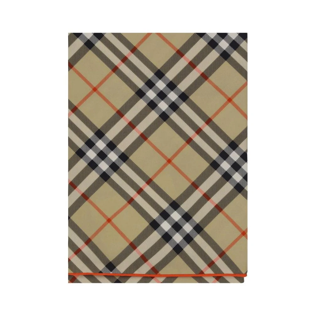 Burberry Iconische Check Zijden Sjaal met Contrasterende Zoom Beige Dames
