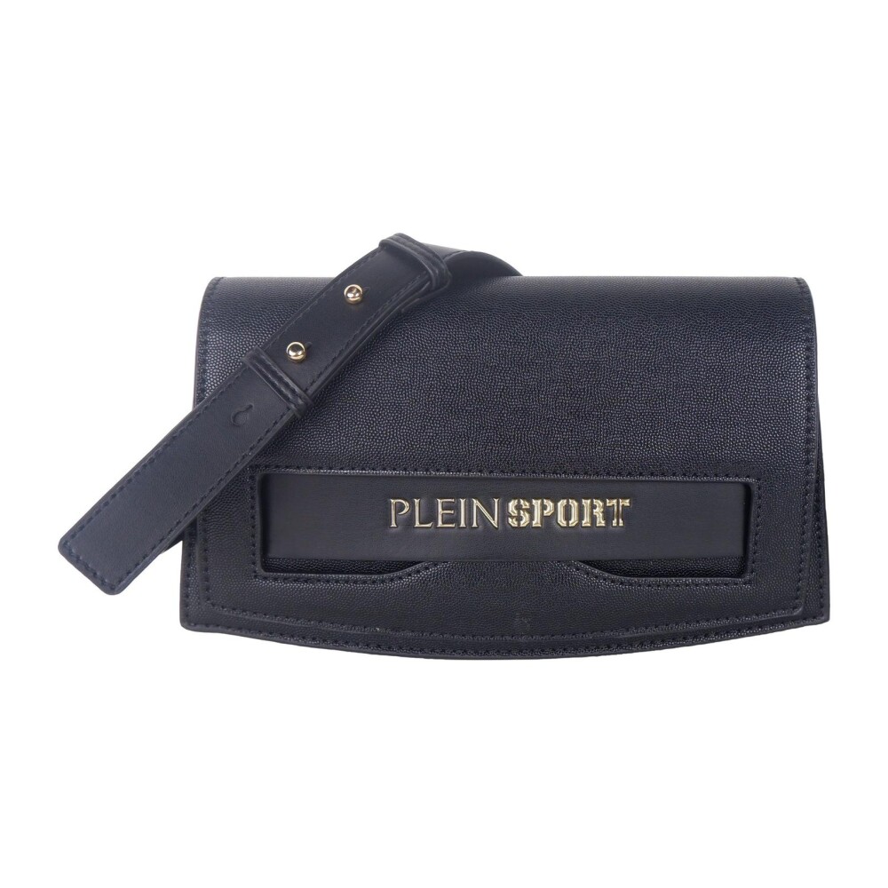 Trendy Black Crossbody Bag with Silver Logo Plein Sport