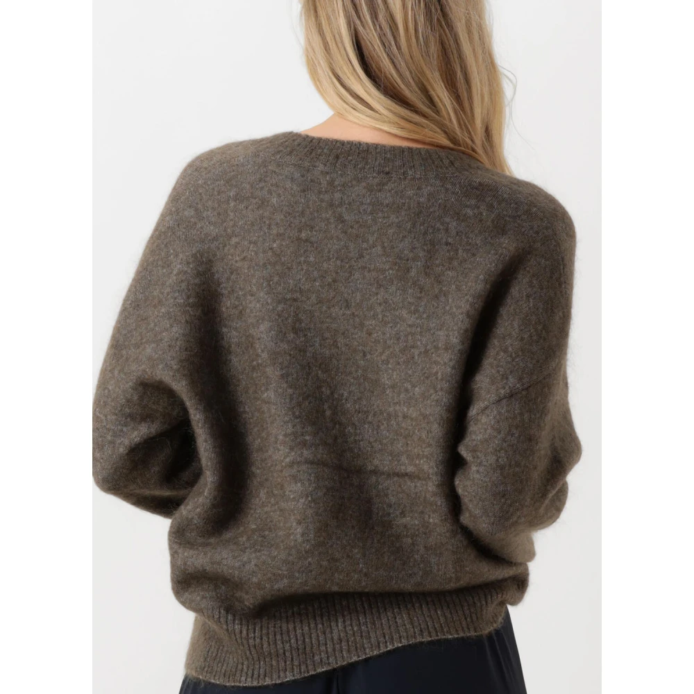 Second Female Brook Knit Loose V-neck Trui Second Dames Brown Dames