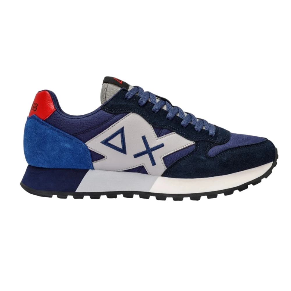 Sun68 Basis Suède Sneakers met Geborduurd Logo Blue Heren