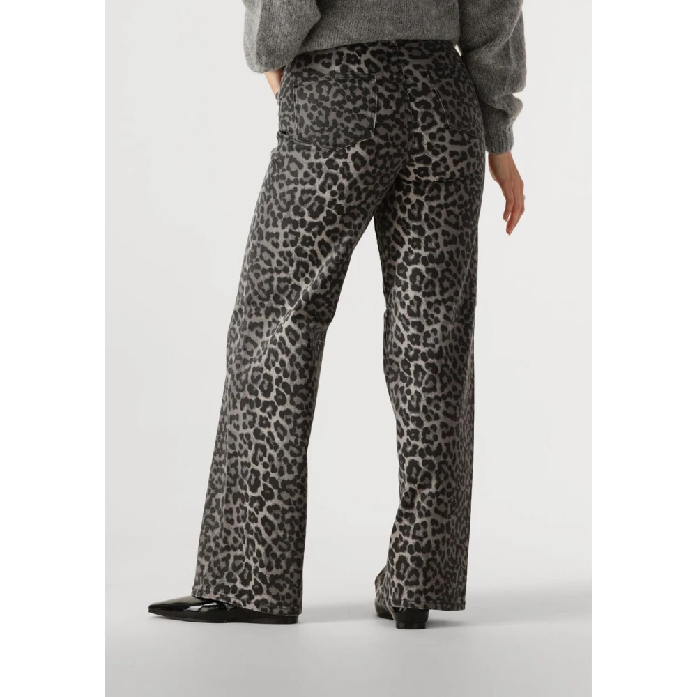 Y.A.S Leopard Print High Waist Wide Jeans Brown Dames