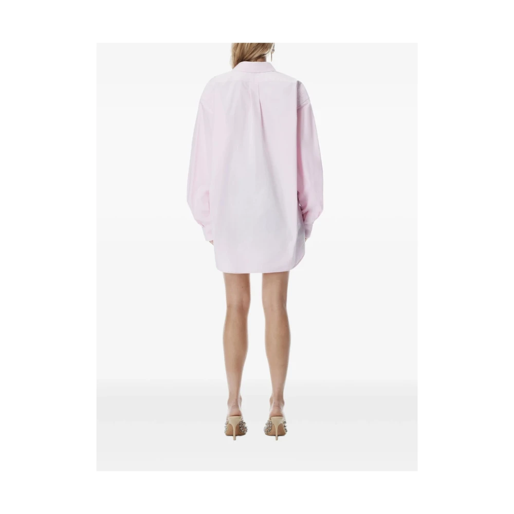 T by Alexander Wang Roze Button-Up Shirt met Logo Pink Dames