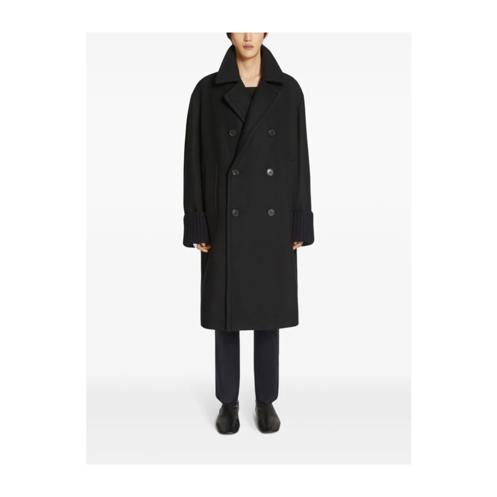Dries Van Noten Wollen Loose Fit Mac Jas Black Heren