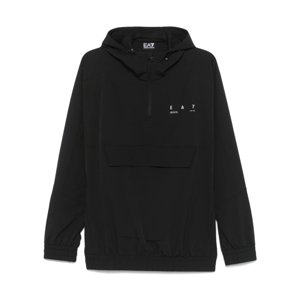 Emporio Armani Ea7 Men's Black Hooded Zip-Up Coat 2XL