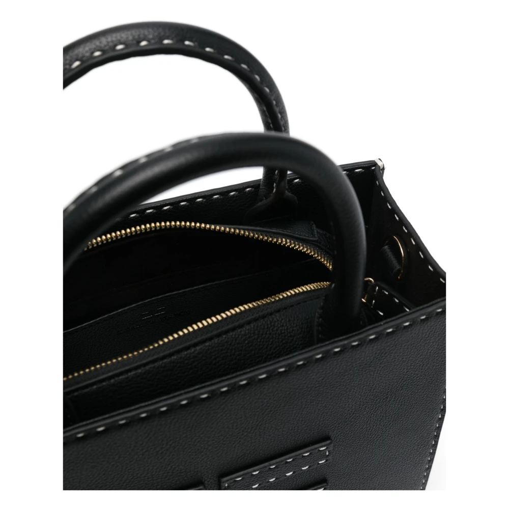 Elisabetta Franchi Zwarte Leren Handtas 110 Borsa Black Dames