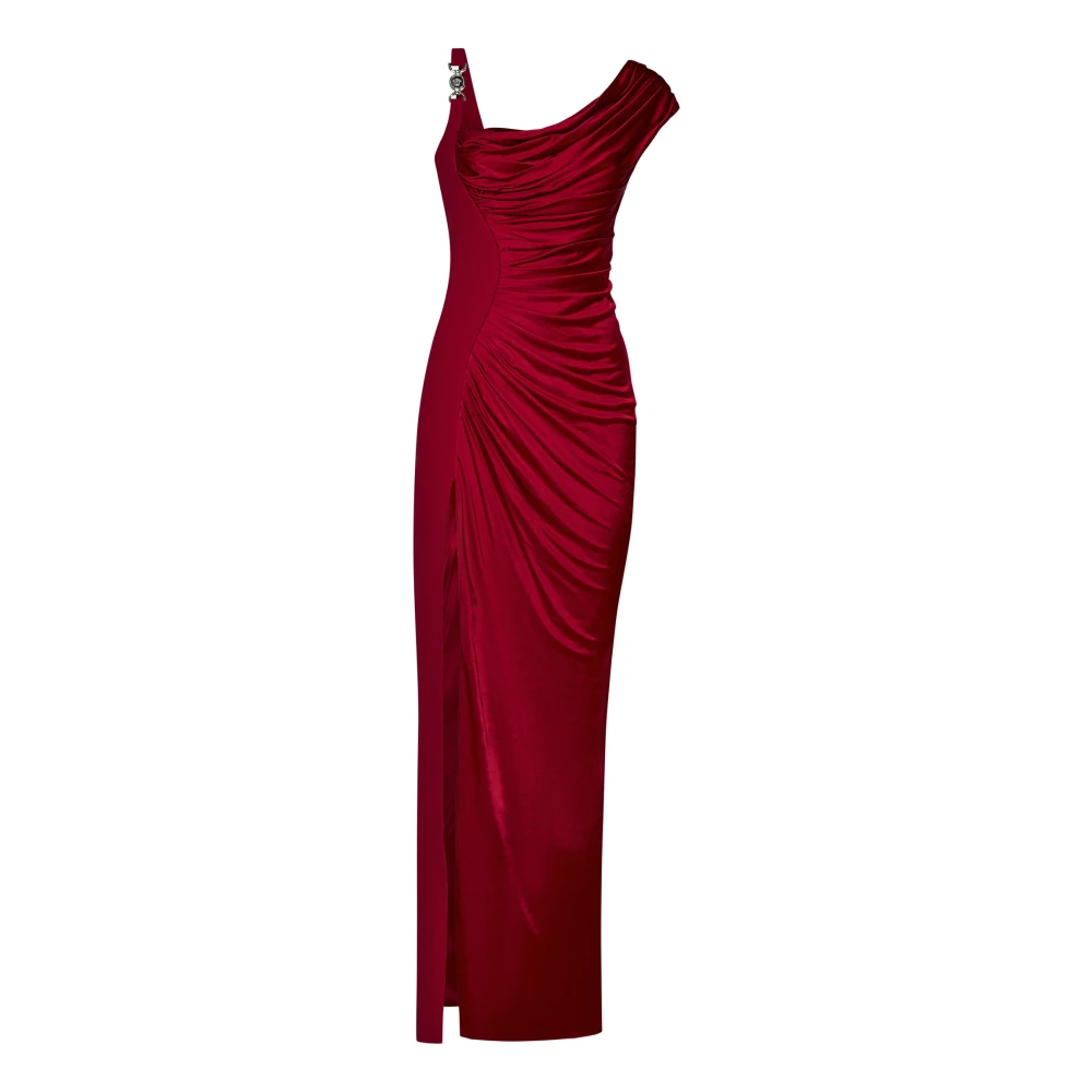 Versace Rode Asymmetrische Maxi Jurk Medusa '95 Red Dames