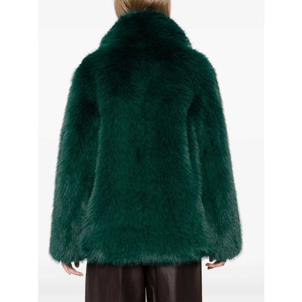 Stand Studio Faux Fur Hunter Jas Zwart Teal Green Dames