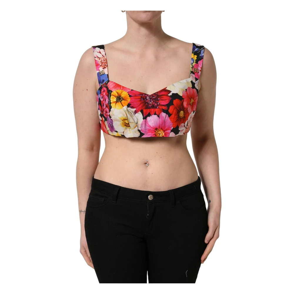 Dolce & Gabbana Women's Multicolor Cropped Bustier Tank - Sleeveless Tops - 2XL - Tops
