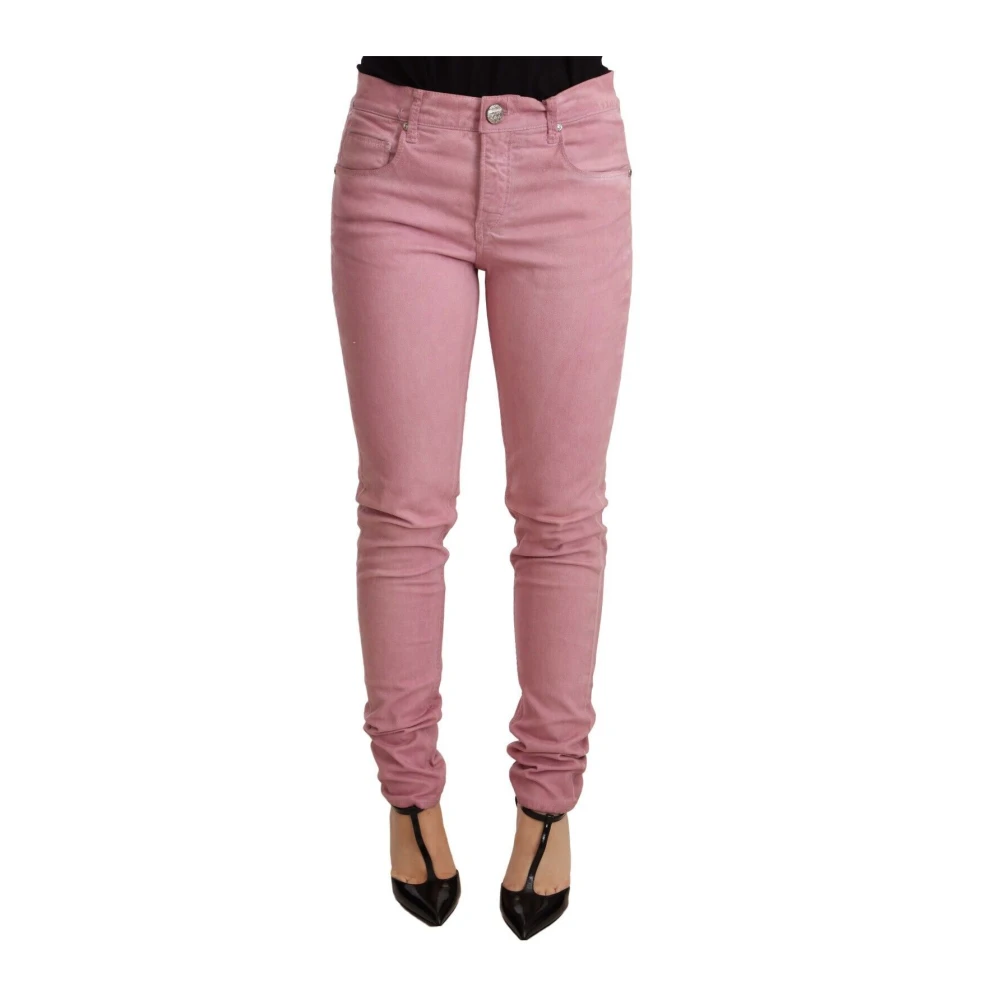 Acht Donna Rosa Pantaloni Skinny In Denim Di Cotone Slim Fit