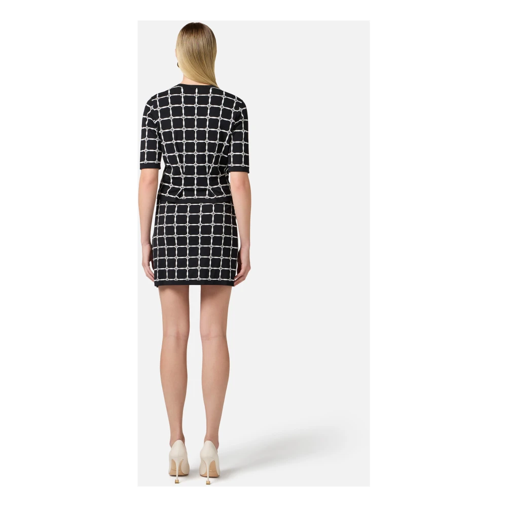Elisabetta Franchi Jacquard Double-Breasted Mini Rok Black Dames