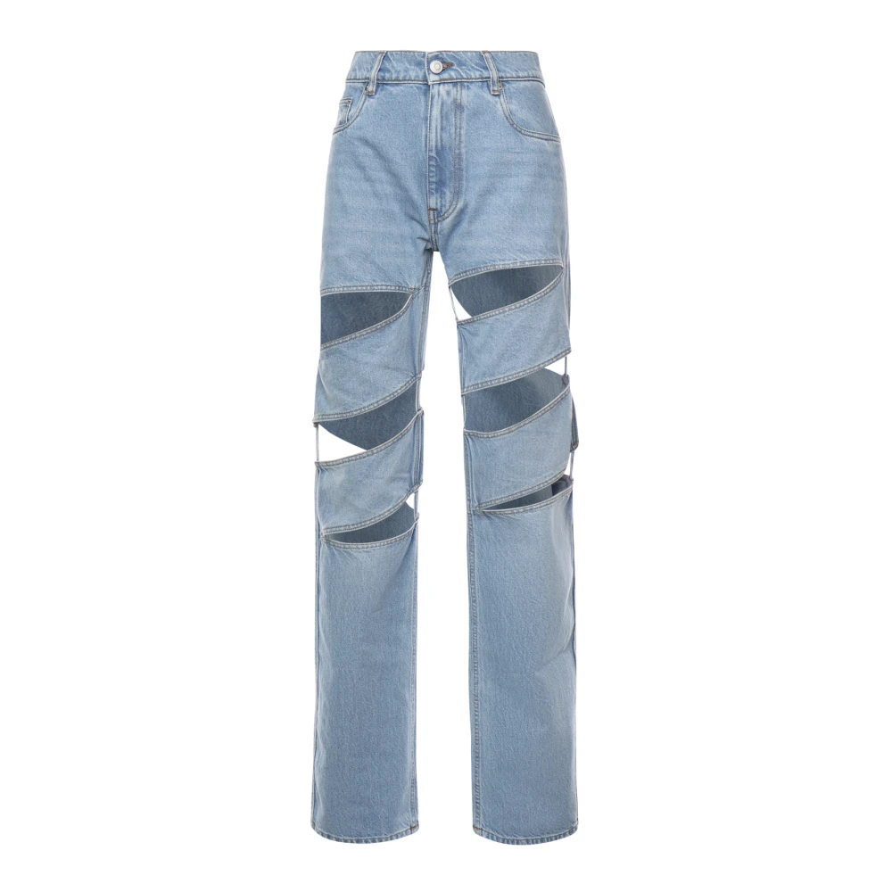 Coperni Women's Blue Straight Fit Jeans, S, Spiral Jeans