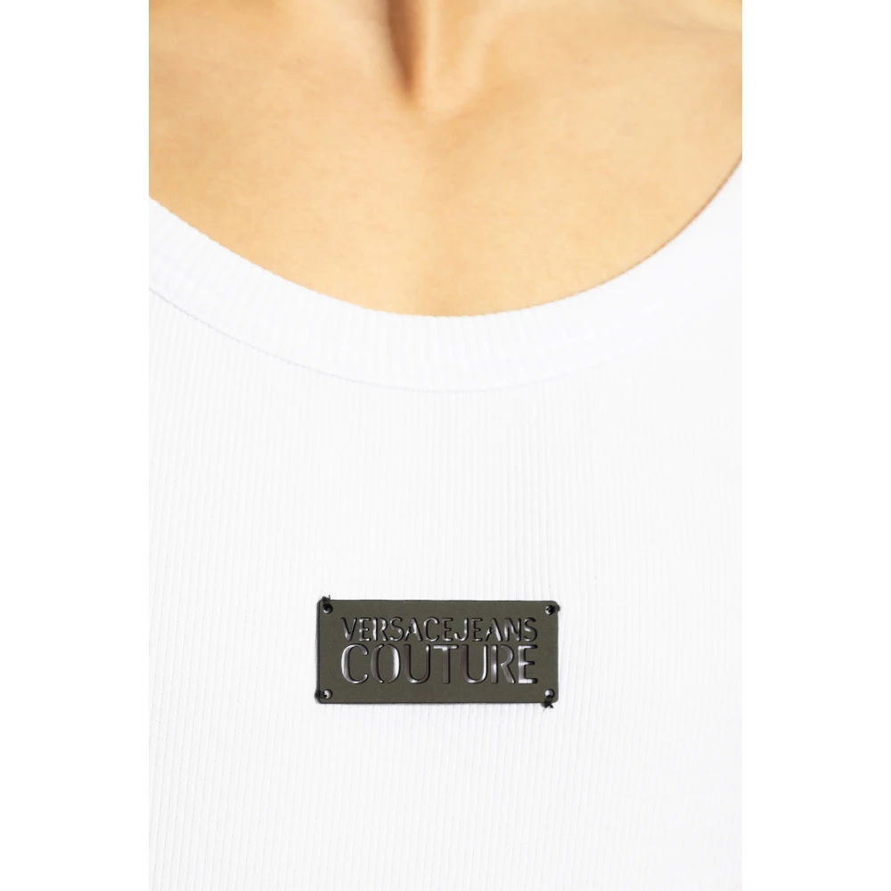 Versace Jeans Couture Geribbelde top met applicatie White Heren