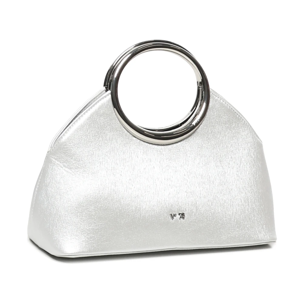 V73 Zilveren Clutch Tas met Cirkel Handvat Gray Dames