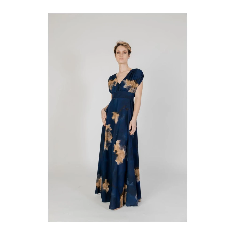 RINASCIMENTO Blauwe Lange Jurk van Polyester Blue Dames