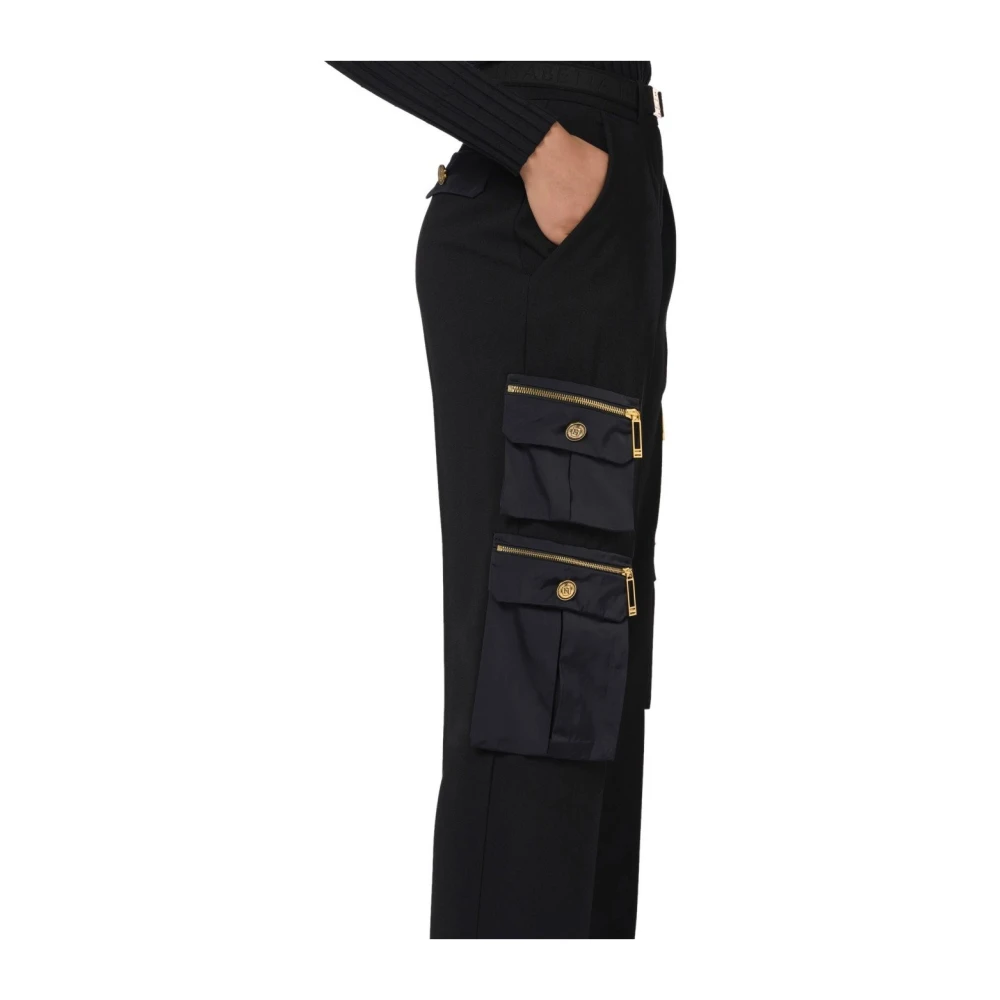 Elisabetta Franchi Zwarte Cargo Broek met Riem Black Dames