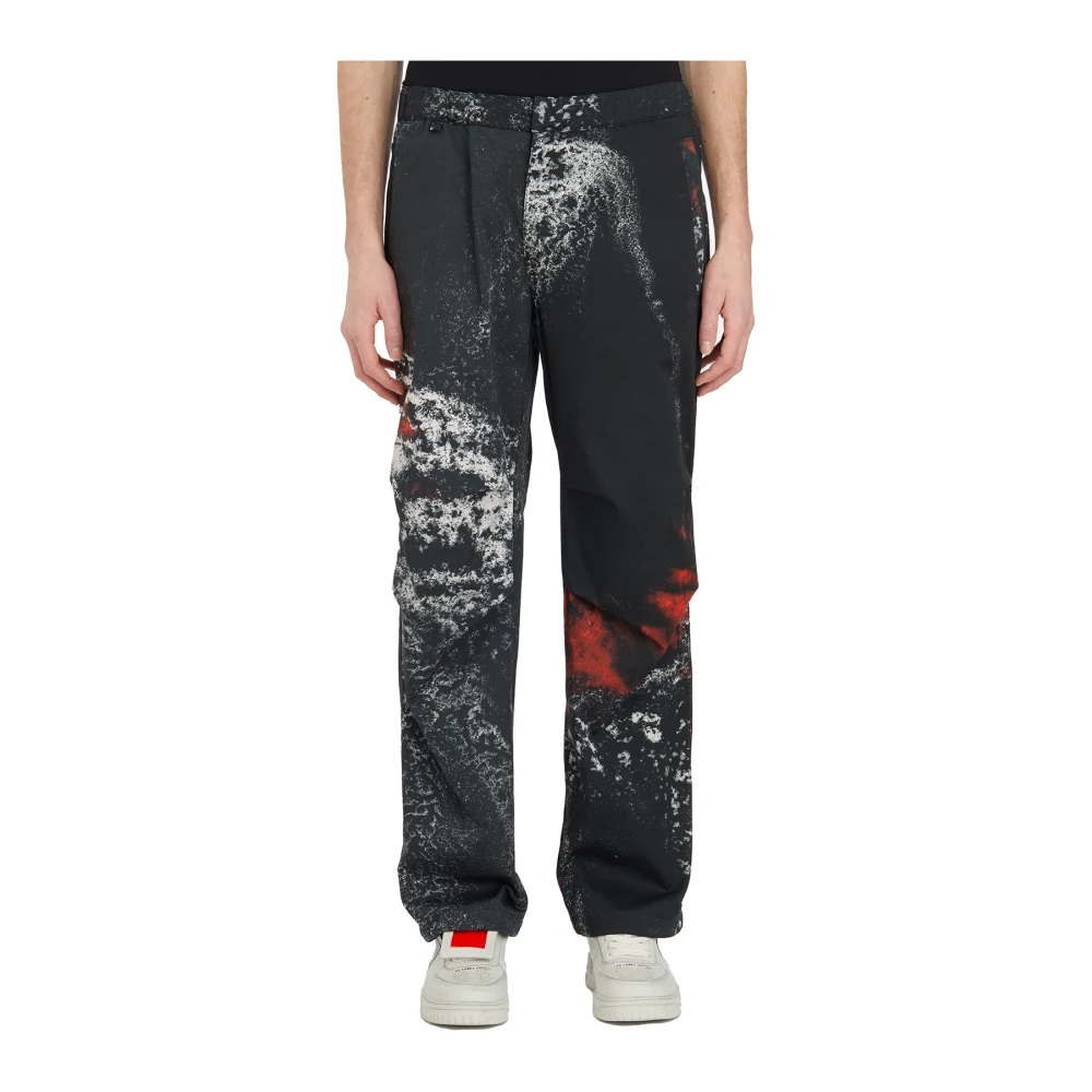 44 Label Group Gedrukte katoenen broek Black Heren