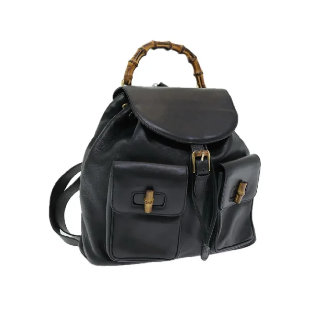 Gucci Vintage Pre-owned Leather backpacks Black Dames