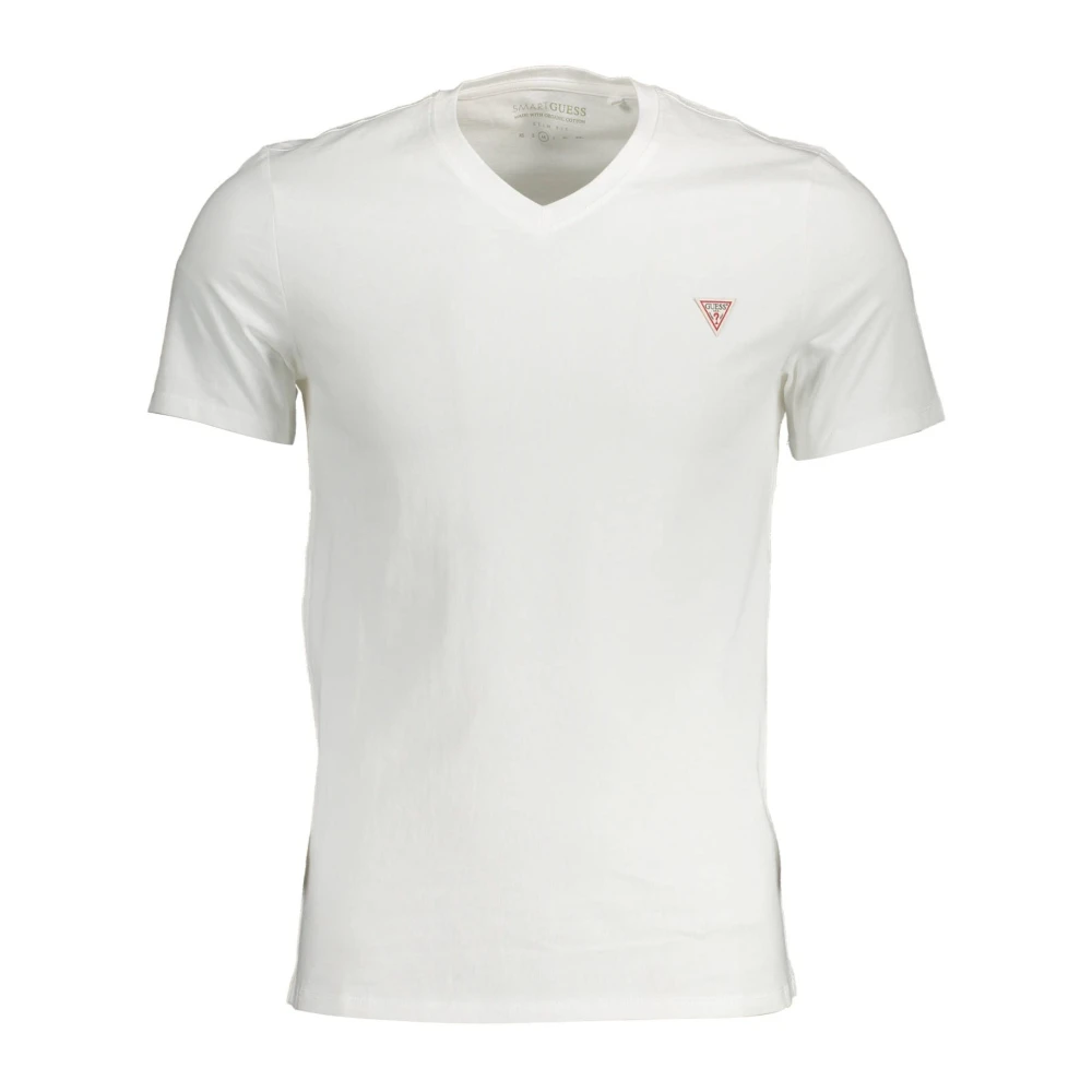 Guess Elegant wit V-hals T-shirt White Heren